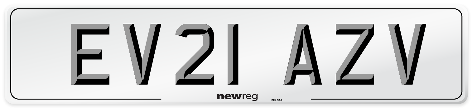 EV21 AZV Number Plate from New Reg